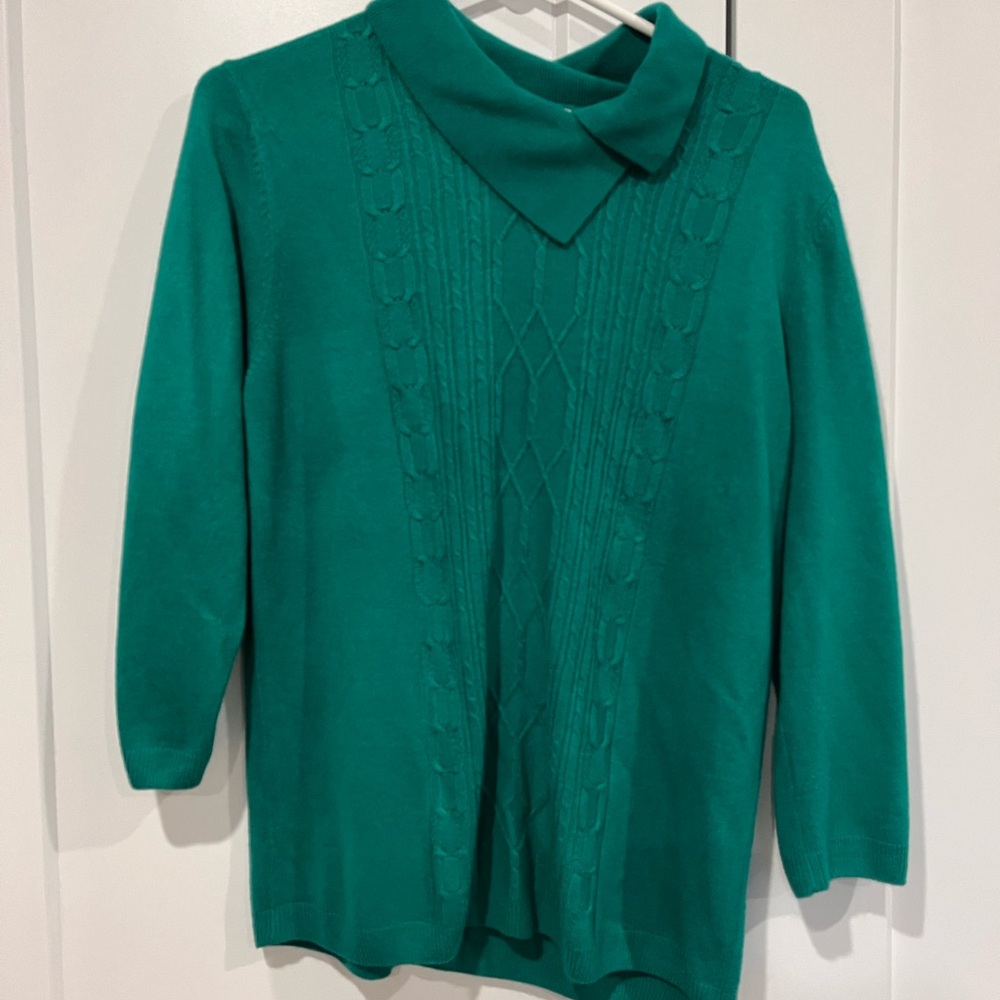 Alia Green Cowl Neck Sweater with Relaxed Fit
